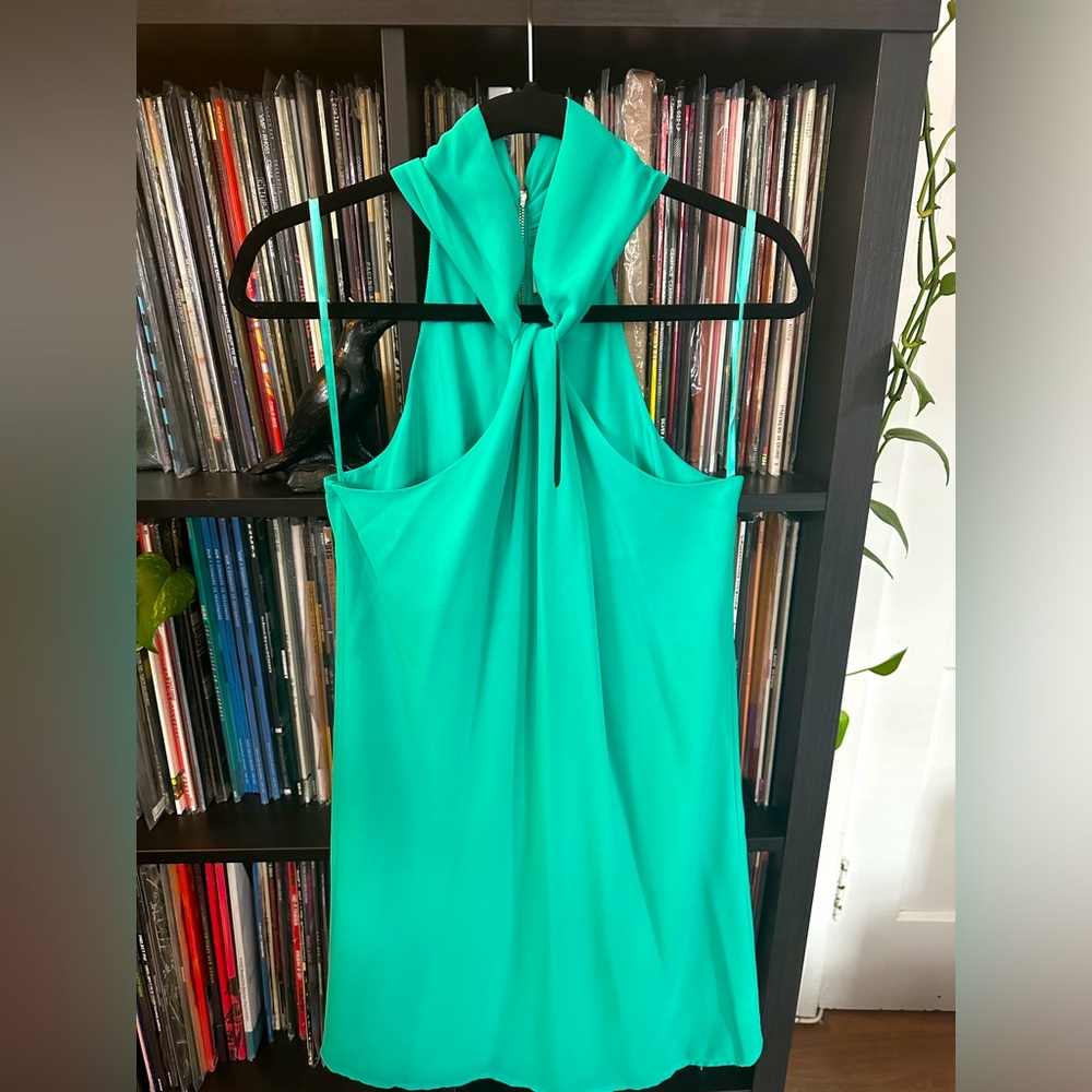 Green Halter Dress With Gold Zipper  Size S